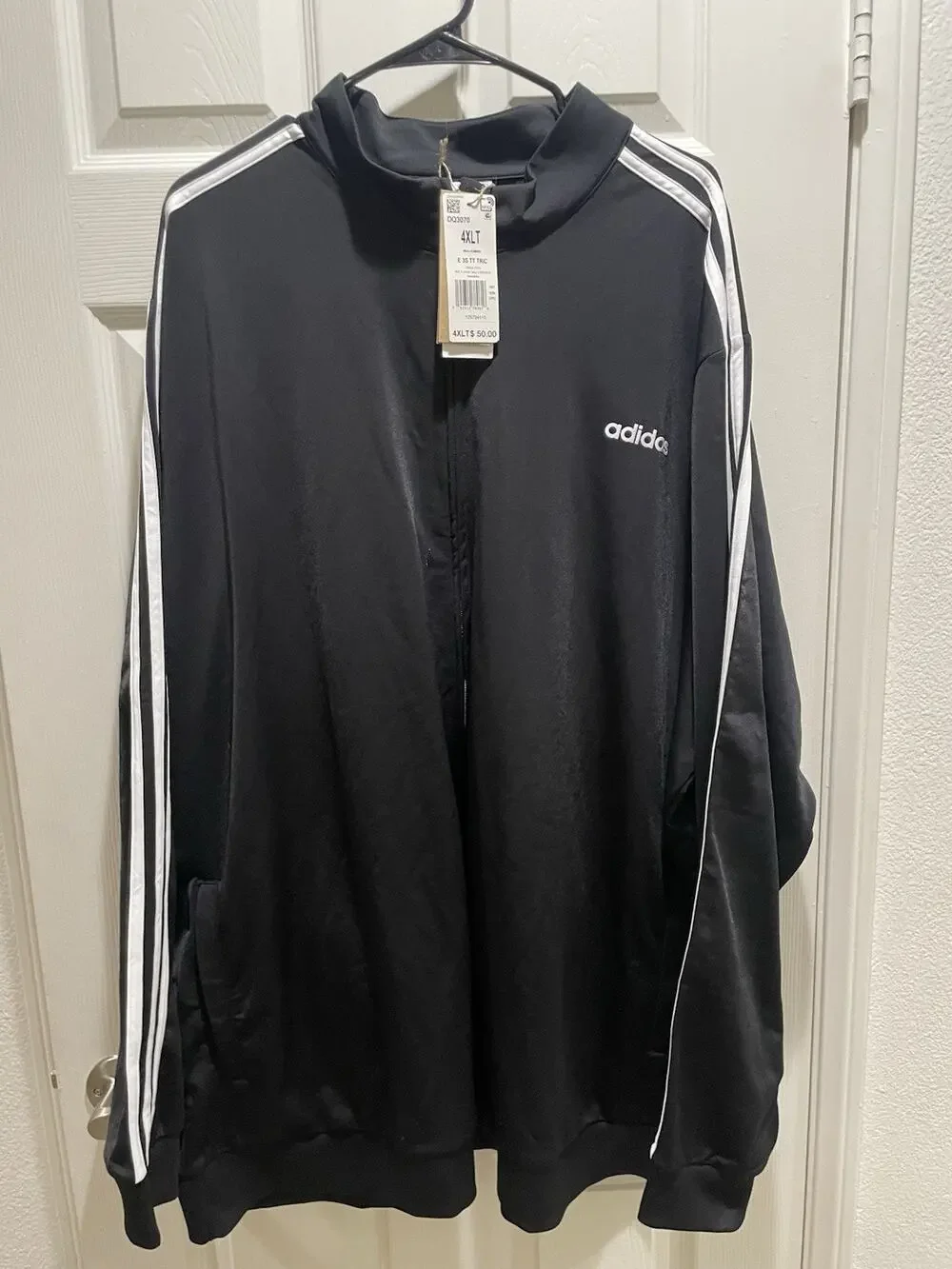 NWT Adidas Black White Stripe Tracksuit Set Zip Up Jacket Pants 4XLT